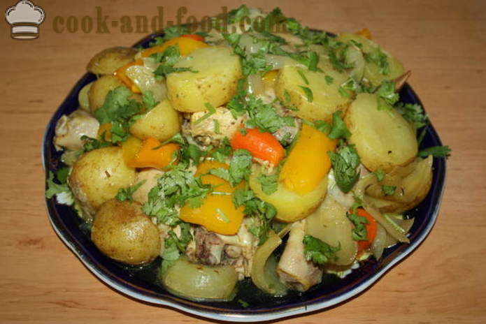 Gebakken aardappelen met kip in de mouw - hoe aardappelen koken in oven met kip, een stap voor stap recept foto's