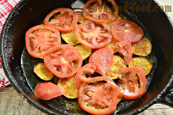 Omelet met aubergines en tomaten - hoe gebakken aubergine met eieren en tomaten, een stap voor stap recept foto's voor te bereiden