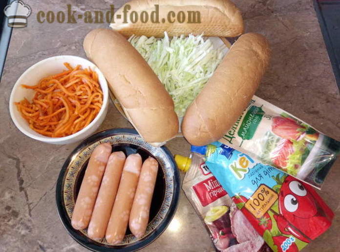 Heerlijk hotdogs met worst en groenten - hoe je een hot dog te maken thuis, stap voor stap recept foto's