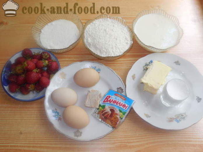 Wind cakes met aardbeien - hoe je taarten te koken met aardbeien in de oven, met een stap voor stap recept foto's