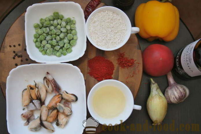 Klassieke paella met kip en vis - hoe paella te maken thuis, stap voor stap recept foto's