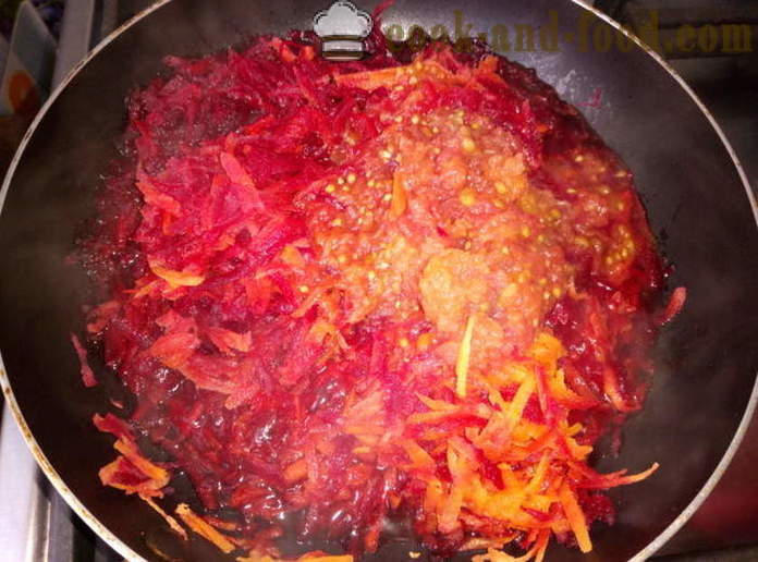 Soep met rode biet en ingelegde tomaten - hoe soep, een stap voor stap recept foto's te koken