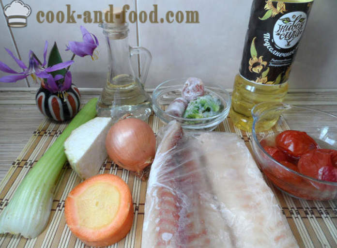Vis stoofpot met groenten en rijst bijgerecht - als een vis stoofpot met groenten in multivarka, stap voor stap recept foto's