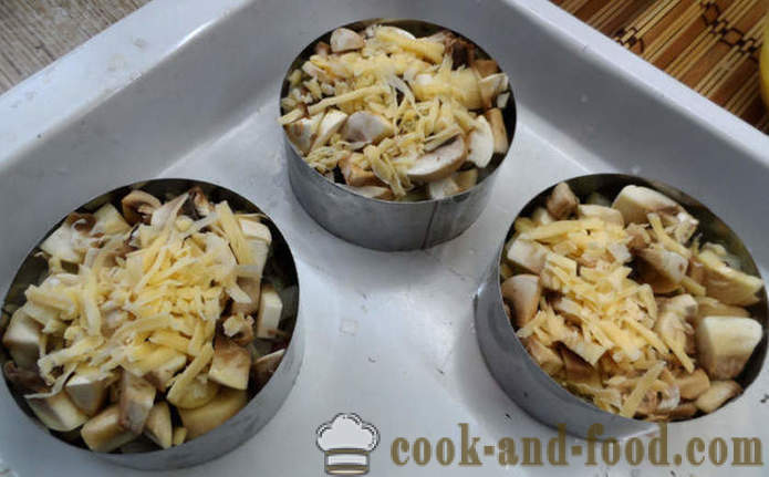 Bladerdeeg pasteitjes in de oven gebakken met champignons en jus - hoe sappige gehaktballetjes in de oven, met een stap voor stap recept foto's