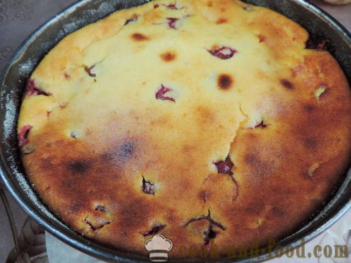 Heerlijke en eenvoudige wrongel pudding met kersen - hoe kwark braadpan te maken in de oven, met een stap voor stap recept foto's