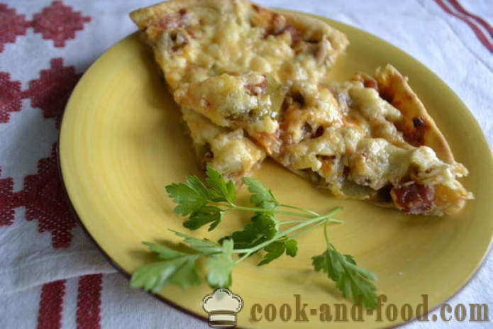 Zacht en dun pizza zonder gist in de oven - hoe ongezuurde pizza bereiden thuis, stap voor stap recept foto's