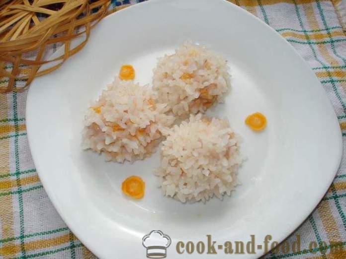 Dietary gehaktballen voor een paar - hoe gehaktballen met rijst en gehakt in multivarka, stap voor stap recept foto's te koken