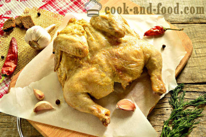 Hele kip gebakken in folie in de oven - hoe je een kip in de oven in folie, met een stap voor stap recept foto's