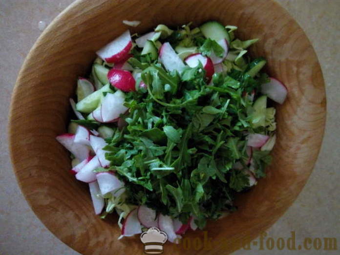 De meest heerlijke salade met rucola en groenten - hoe je een salade van rucola, een stap voor stap recept foto's voor te bereiden