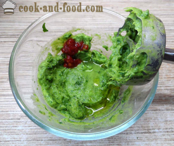 Green guacamole saus classic - hoe te guacamole avocado's thuis, stap voor stap recept foto's maken