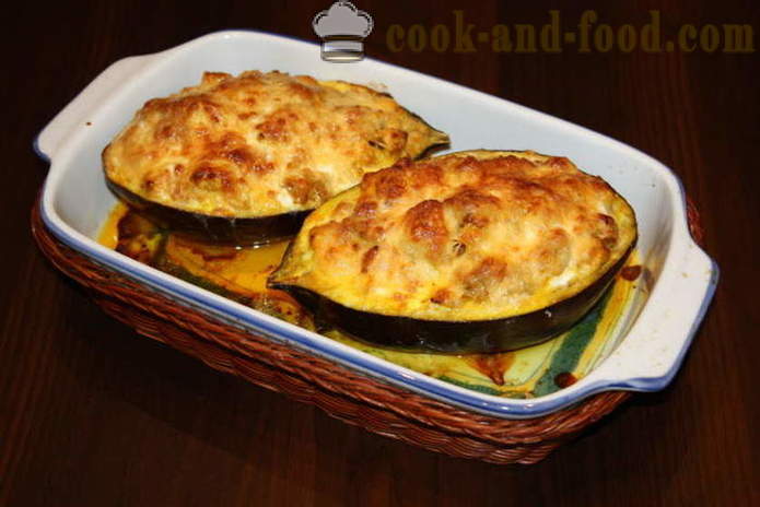 Aubergine gevuld met vlees gebakken in de oven - hoe gevulde aubergine, stap voor stap recept foto's te koken