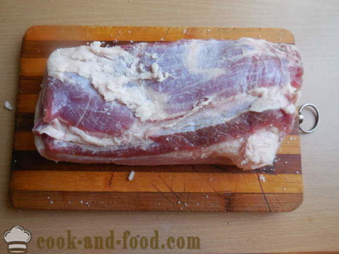 Gekookt varkensvlees podcherevka handen uit de mouw - hoe je een heerlijke brood van varkensvlees buikvlies, een stap voor stap recept foto's te koken