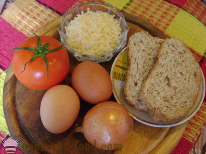 Scrambled in het Italiaans - hoe roerei met tomaten, kaas en brood te koken, met een stap voor stap recept foto's