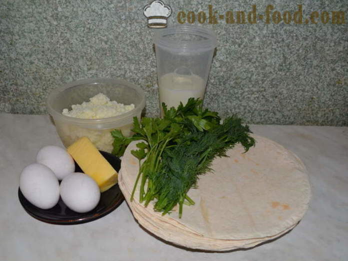 Pie van pita brood met kaas in de oven - hoe je een taart pita met kaas en kruiden te koken, met een stap voor stap recept foto's