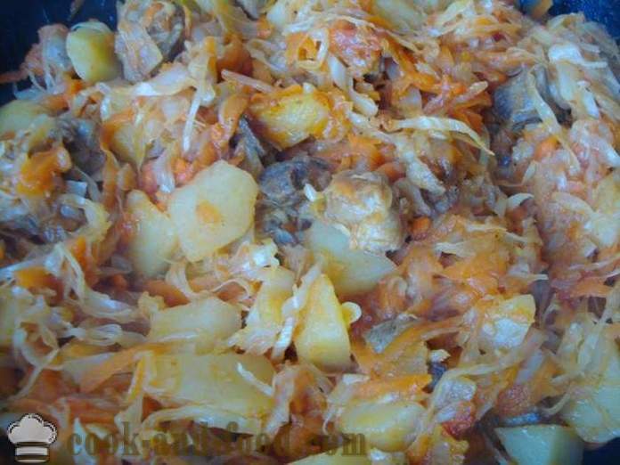 Plantaardige hutspot met vlees en aardappelen en kool - hoe plantaardige hutspot met vlees en groenten te koken, met een stap voor stap recept foto's