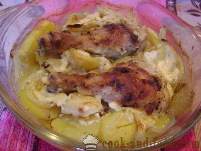 Kip drumsticks met aardappels in de oven - hoe je een heerlijke kip drumstick met aardappelen, een stap voor stap recept foto's te koken