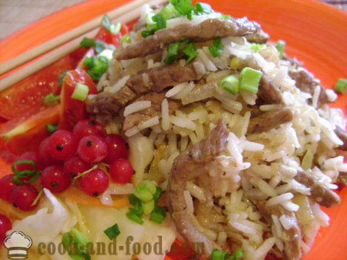 Rijst met vlees in het Chinees - hoe rijst met vlees koken in een pan, een stap voor stap recept foto's