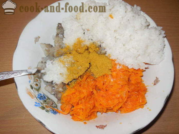 Delicious gevulde vis - hoe gevuld gehakt vis en rijst, koken met een stap voor stap recept foto's