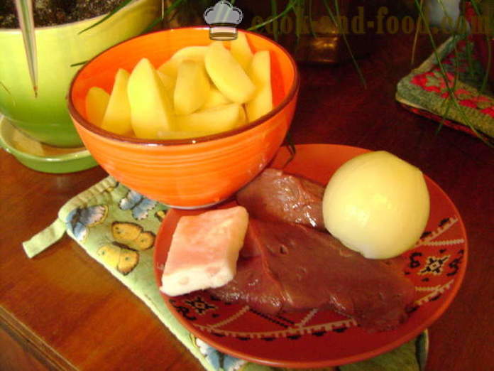 Lever met aardappelen in een pan - hoe runderlever met aardappelen, een stapsgewijze recept foto's te koken