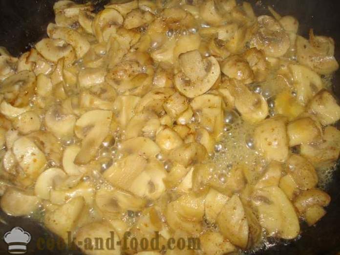 Verse champignons gebakken in een pan - hoe gebakken champignons, een stap voor stap recept foto's te koken