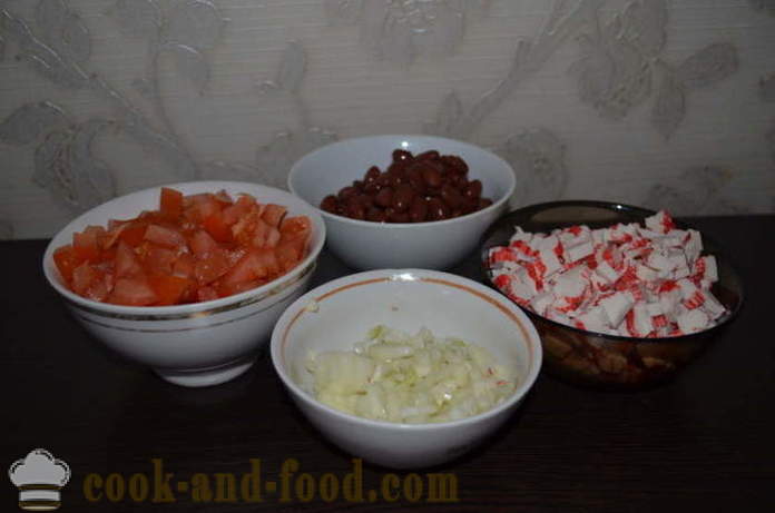 Eenvoudige salade van rode bonen met tomaten - hoe je een salade met rode bonen, een stap voor stap recept foto's voor te bereiden