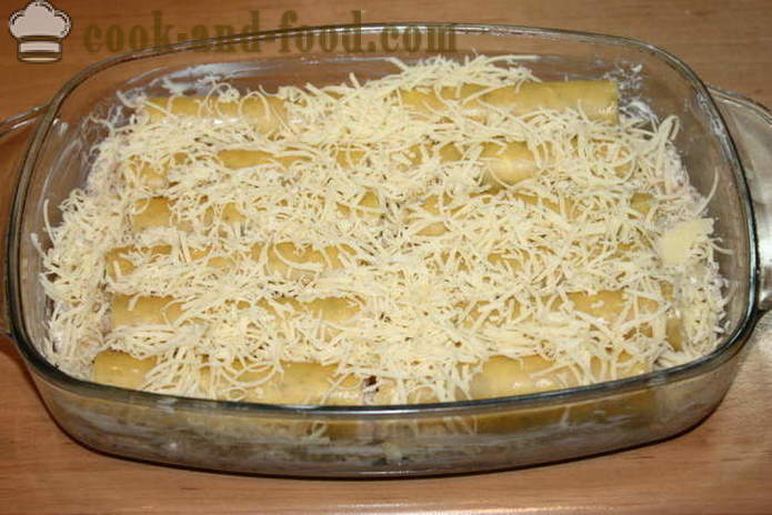 Cannelloni met vulling in de oven in een romige saus - hoe cannelloni koken met gehakt in de oven, met een stap voor stap recept foto's