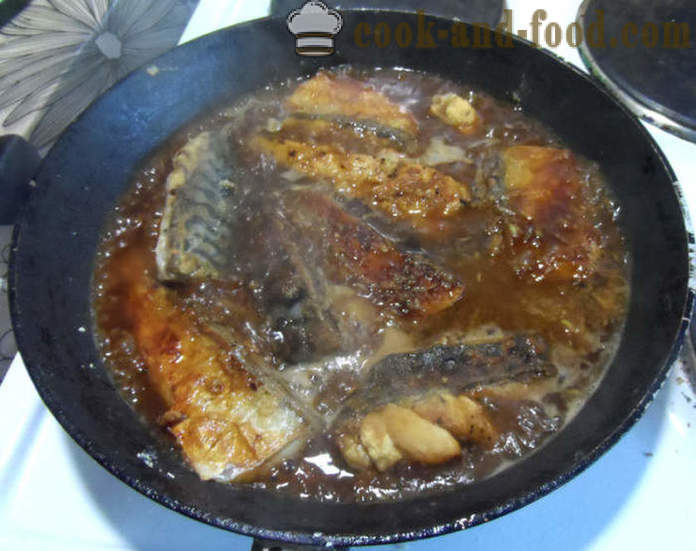 Makreel gebakken in teriyaki saus in een pan - hoe je heerlijke gebakken makreel, stap voor stap recept foto's te koken
