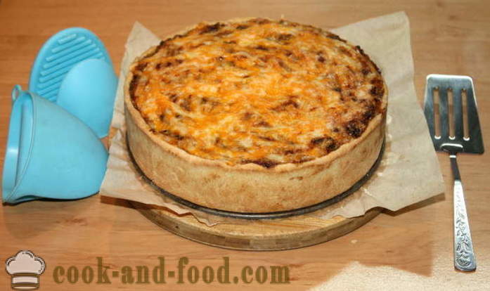 Heerlijke kip pie met kaas - hoe je een kip taart in de oven, met een stap voor stap recept foto's