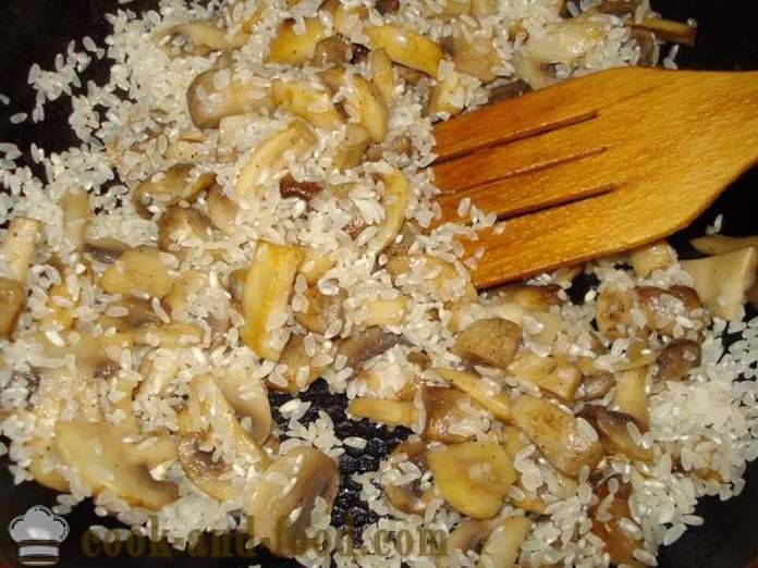 Paddestoel risotto met champignons - hoe risotto thuis, stap voor stap recept foto's te koken