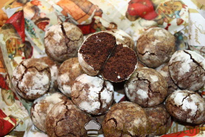 Gebarsten chocolade koekjes - hoe chocolate chip cookies thuis, stap voor stap recept foto's maken