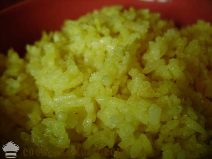 Gekookte rijst met kurkuma - hoe rijst met kurkuma, een stap voor stap recept foto's te koken