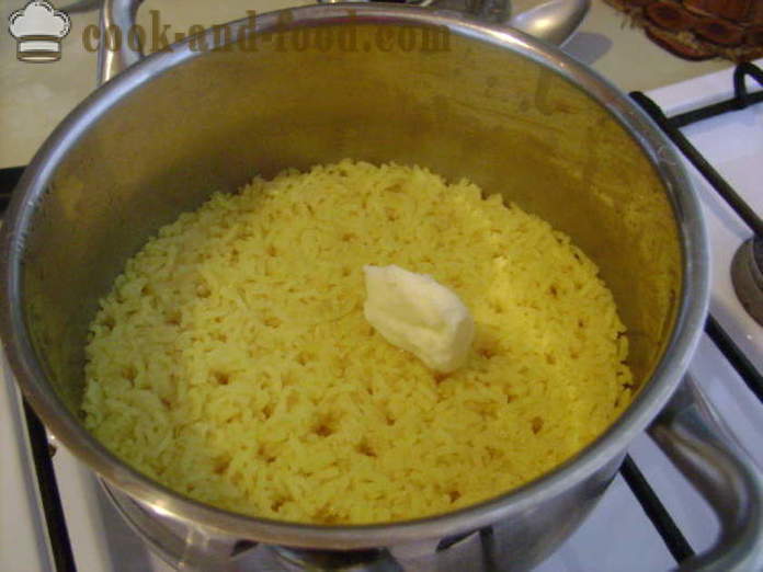 Gekookte rijst met kurkuma - hoe rijst met kurkuma, een stap voor stap recept foto's te koken