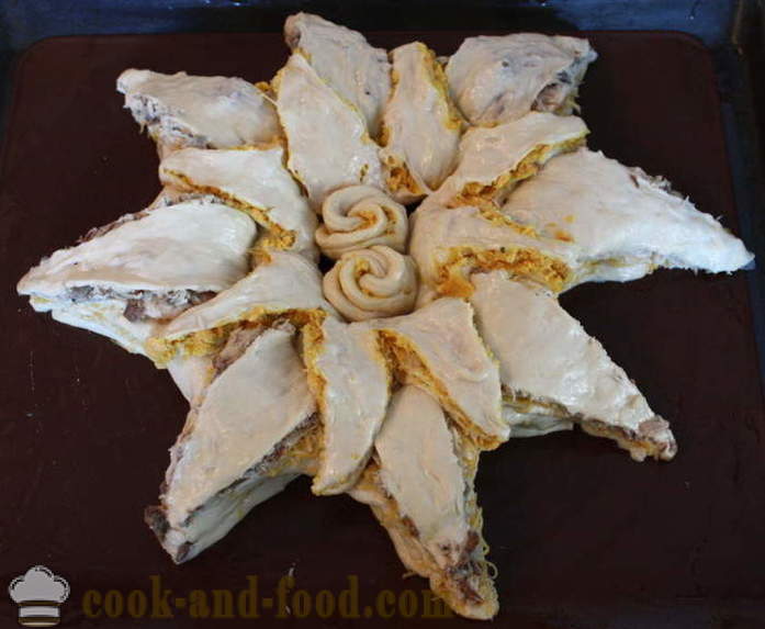 Vistaart met deeg in de oven - hoe je een fish pie, een stap voor stap recept foto's te koken