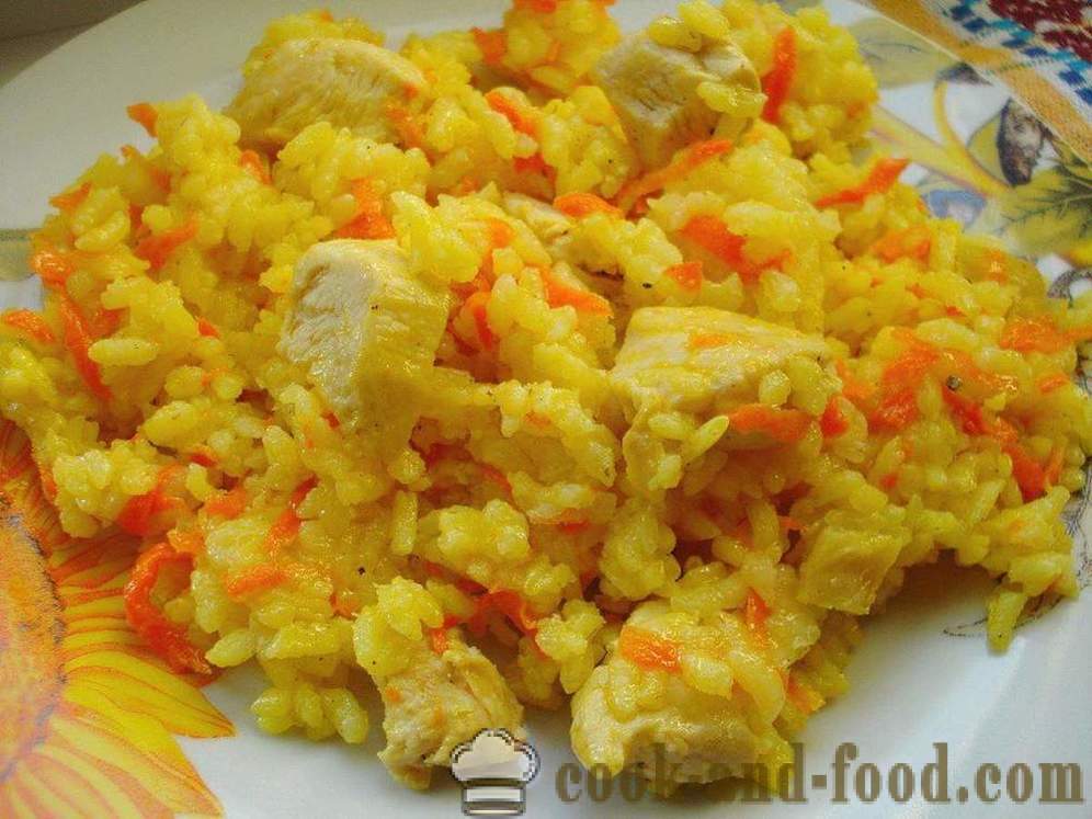 Pilaf met kip in multivarka - hoe je risotto koken met kip in multivarka, stap voor stap recept foto's