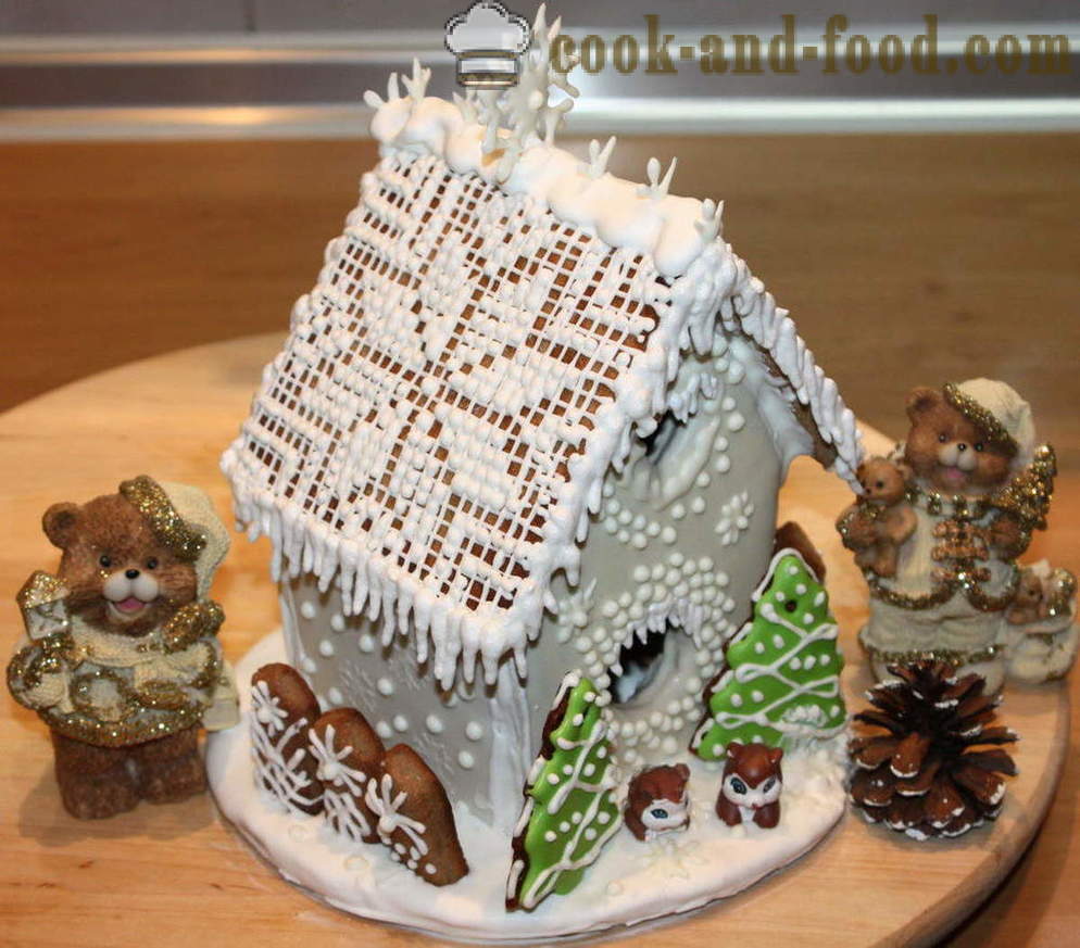 Kerstmis peperkoek huis met je eigen handen - zoals hoe je een peperkoek huis te bakken thuis op New Year's Eve, een stap voor stap recept foto's