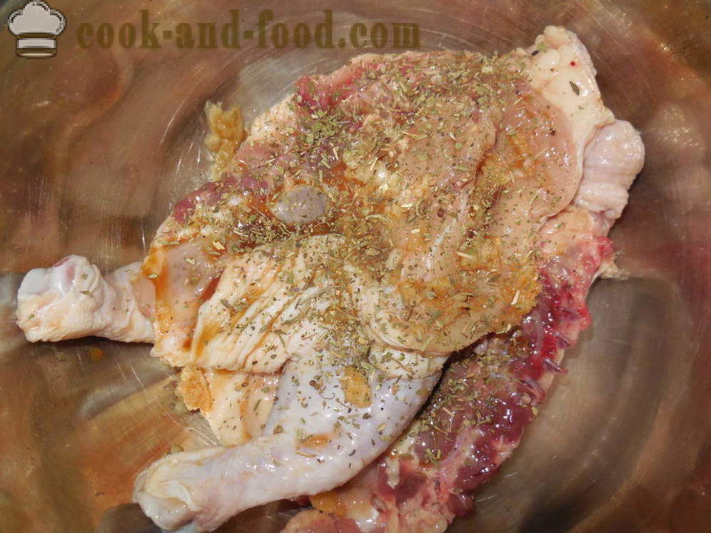 Chicken tabak multivarka - hoe je een kip in de tabak multivarka-fornuis, een stap voor stap recept foto's te koken
