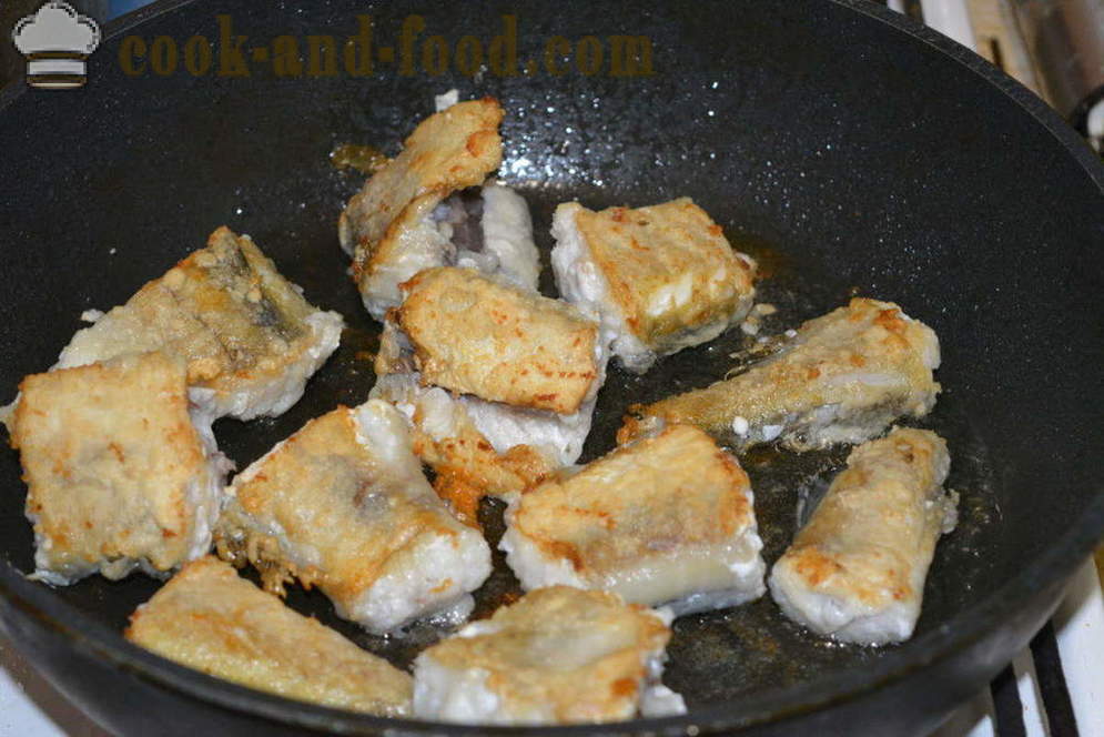 Pollack gebakken in een pan - zoals Pollack bak ze in een koekenpan, een stap voor stap recept foto's