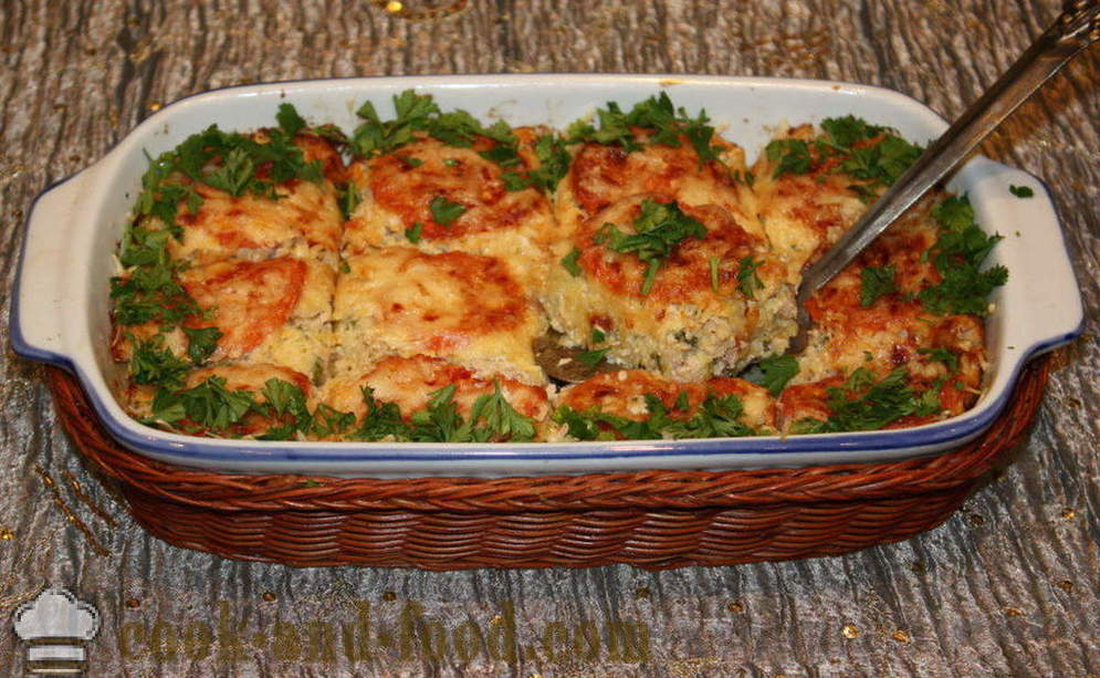Vlees braadpan met courgette en tomaten - hoe vlees braadpan in de oven, met een stap voor stap recept foto's