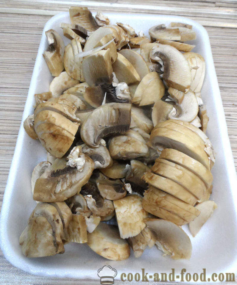Kippenharten met champignons in multivarka - hoe kippenharten koken met champignons, een stap voor stap recept foto's
