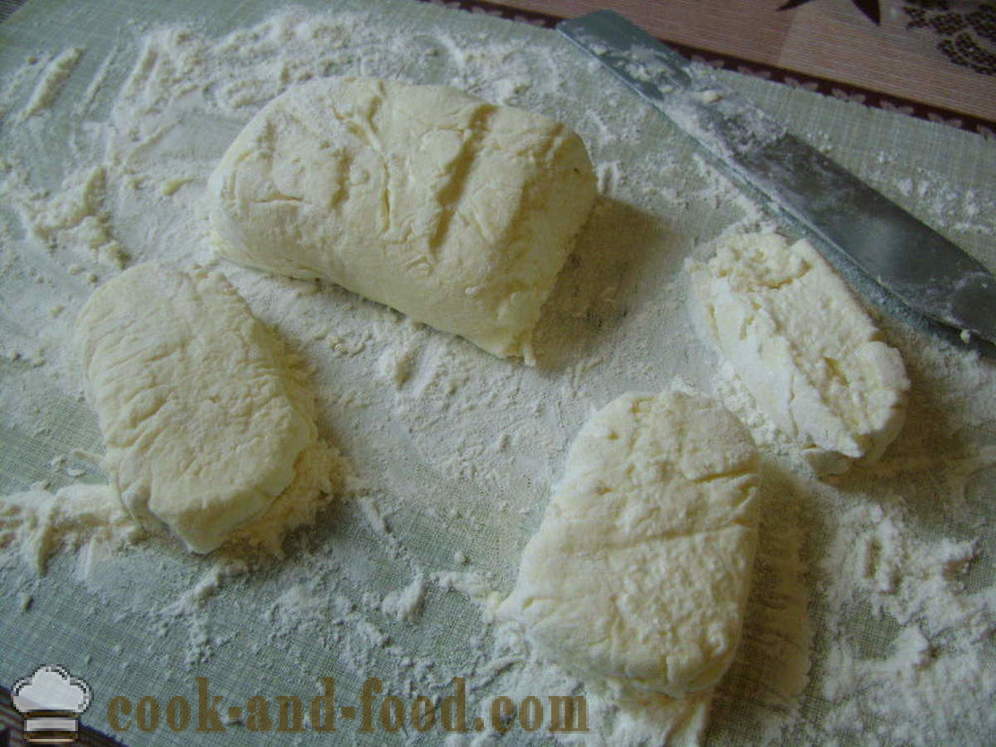 Kwark cakes zonder zuiveringszout - hoe kwark pannenkoeken in een koekenpan, een stap voor stap recept foto's