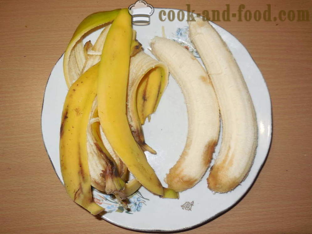 Bananen gebakken in de oven met noten en suiker - zoals gebakken bananen in de oven voor het dessert, een stap voor stap recept foto's