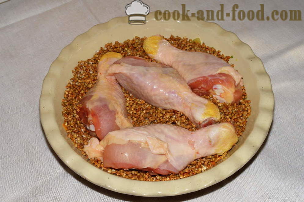 Boekweit Gebakken kip in de oven - hoe je kip met boekweit koken in de oven, met een stap voor stap recept foto's