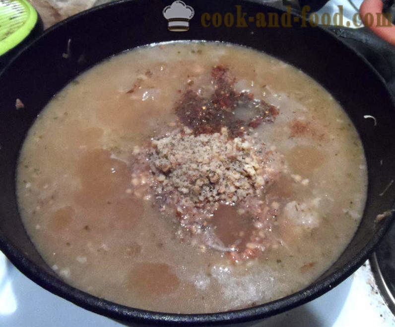 Kharcho soep met rijst - hoe soep eten koken thuis, stap voor stap recept foto's