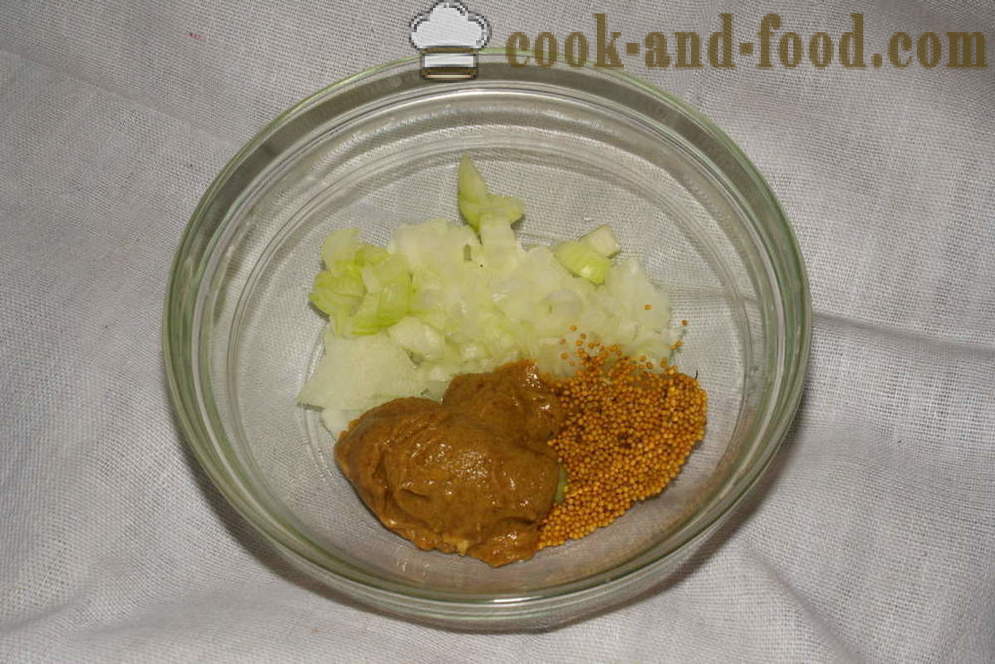 Kip in mosterd saus in de oven - hoe je een kip in de oven met aardappelen en pompoen, met een stap voor stap recept foto's