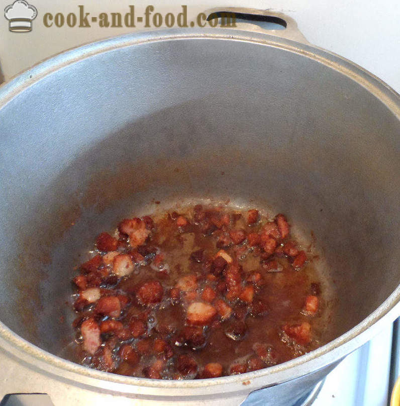 Bigus met de kool, vlees en champignons - hoe goed koken Bigus, een stap voor stap recept foto's