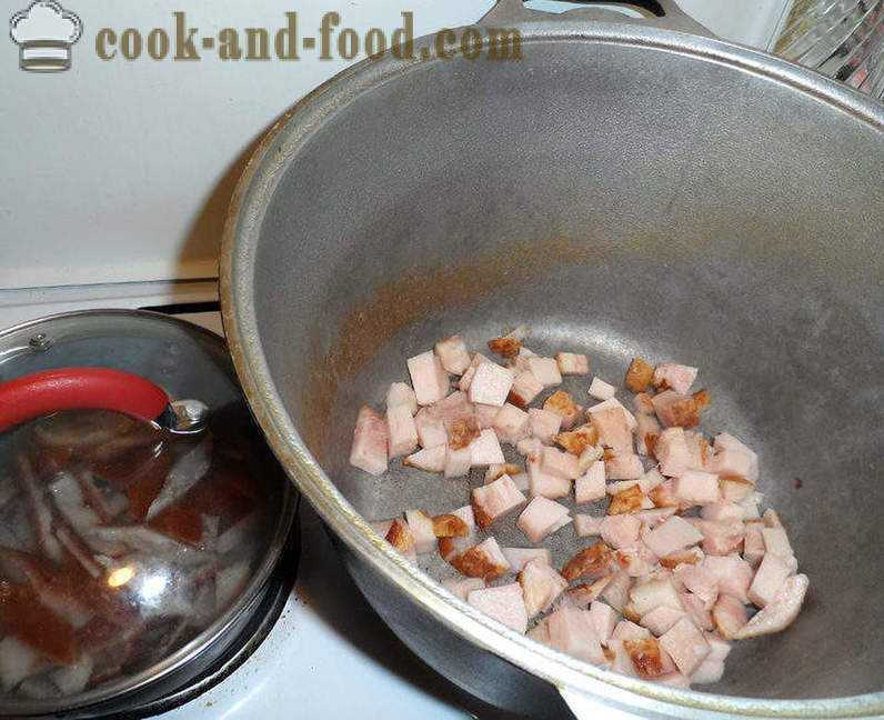 Bigus met de kool, vlees en champignons - hoe goed koken Bigus, een stap voor stap recept foto's