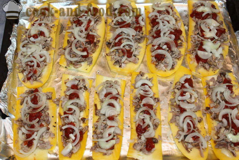 Gebakken courgette met vlees en kaas - zoals courgette bakken oven, een stap voor stap recept foto's