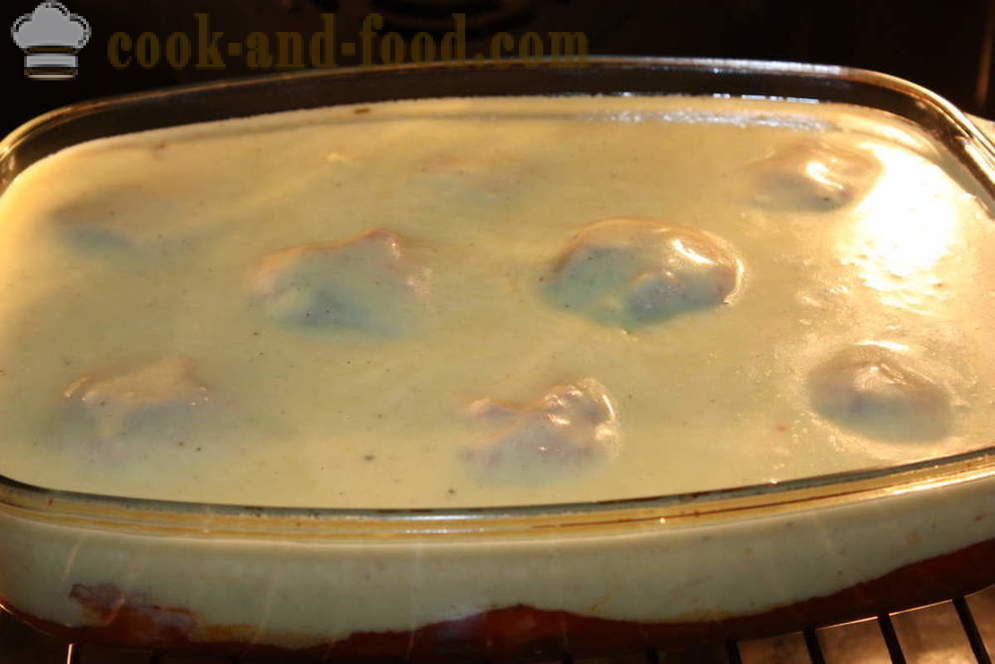 Gehaktballen van gehakt vlees en rijst in tomaat en roomsaus - hoe gehaktballetjes met saus in de oven, met een stap voor stap recept foto's