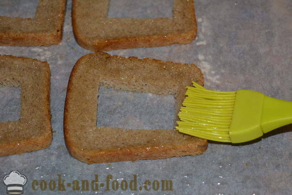 Bruin brood toast met ei - hoe u de toast van zwart brood in de oven, met een stap voor stap recept foto's