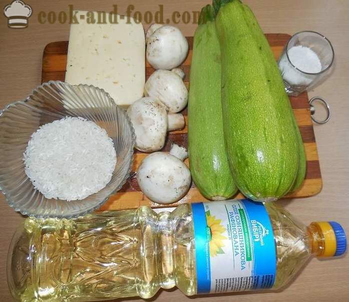 Courgettes gebakken in de oven met gehakt: rijst met champignons en kaas - hoe gevulde courgette koken in de oven, met een stap voor stap recept foto's